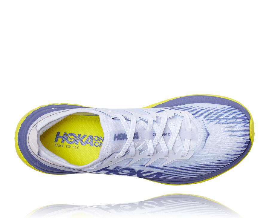 Hoka One One Running Shoes Mens White/Blue - Carbon X-SPE - 49765BYHW